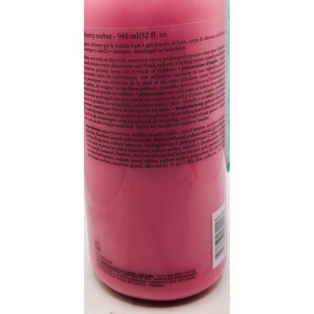 32 oz Philosophy Raspberry Sorbet 3-in-1 Shampoo Shower Gel Bubble‎ Bath w/ Pump